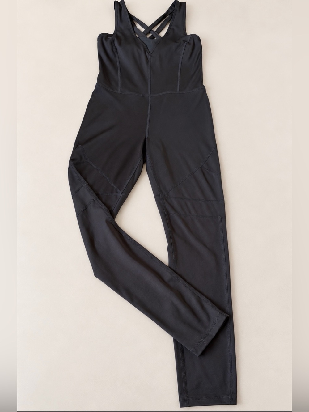 Athletic One Piece Black Catsuit Jumpsuit Strappy Raceback Workout Halloween